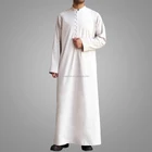 2016 Gentle Mandarin Collar Men Thobe Dubai Style Neck Opening Abaya For Men