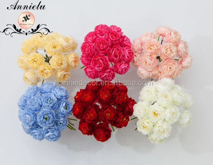 Factory Direct Wedding Party Artificial Silk Rose Flowers Wedding Centerpieces Decorative 6 Heads Artificial Silk Peony Flowers