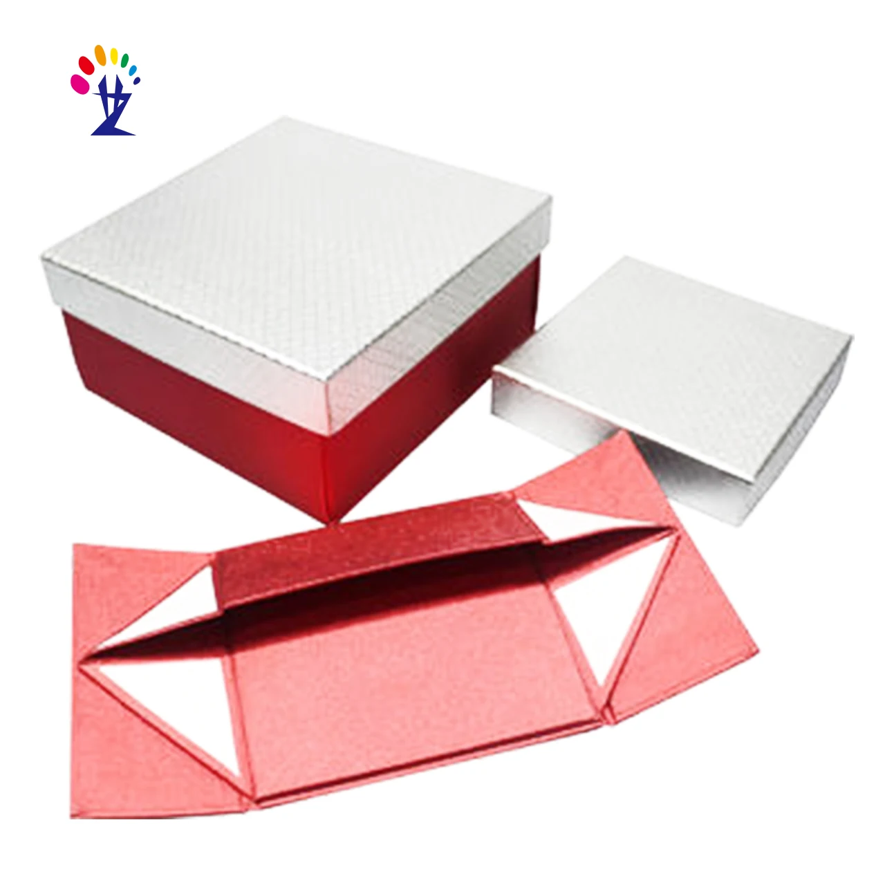 high quality flat pack collapsible red paper carton gift box