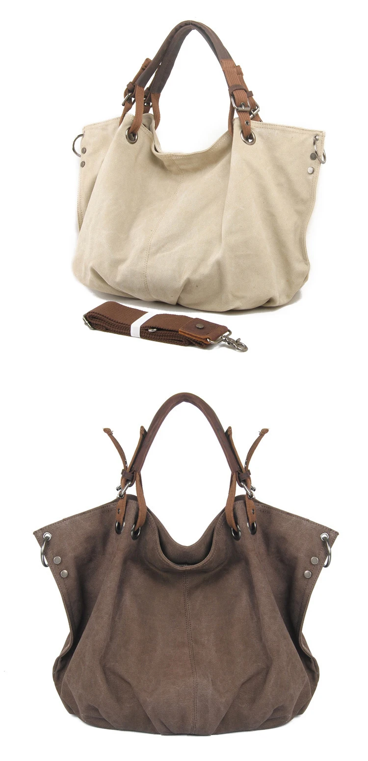 Fashion vintage retro design brand quality cotton canvas ladies hand hobo bag handbags for woman