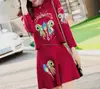 gracefull ladies loose twinset knitwear sweater/Embroidered knitted dress