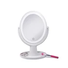 Professional white single sided lighted standing led vanity makeup desk mirror with touch switch
