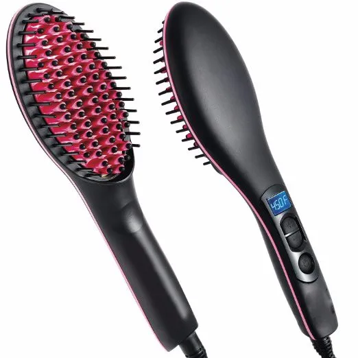 Factory price Zero damage Simply Straight Ceramic Brush Hair Straightener with brush