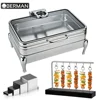 Hotel kitchen utensils list cheap price wholesale glass food warmer buffet chaving dish rectangular chafing dish with glass lid