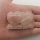 Natural small rose quartz double heart pink crystal heart stone Healing for gift