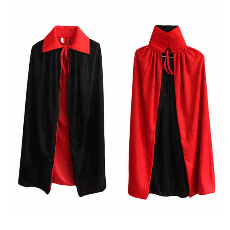 Black Red Cape Halloween Cosplay Costume Party Clothing Vampire Cloak Halloween Fancy Dress Bloodsucker Cape Cloak Costume