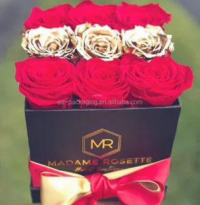 black color paint flower rose gift paper box