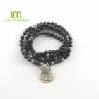 Crystal 108 Prayer Beads Black Moonstone Mala Wrap Bracelet Buddhist Rosary Meditation Yoga