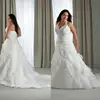 Vogue 2014 Halter Neckline Lace-up Plus Size A-Line Wedding Dress Appliqued Beaded Bodice Ruffled Skirt Long Bridal Gown NB0946