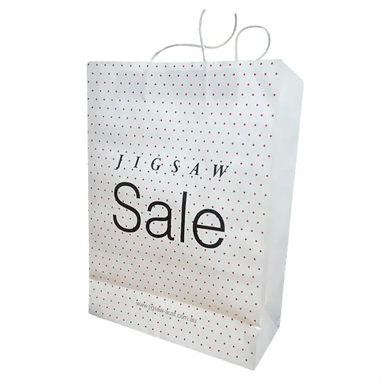 small printed gold 105g white kraft paper gift bag with bow for