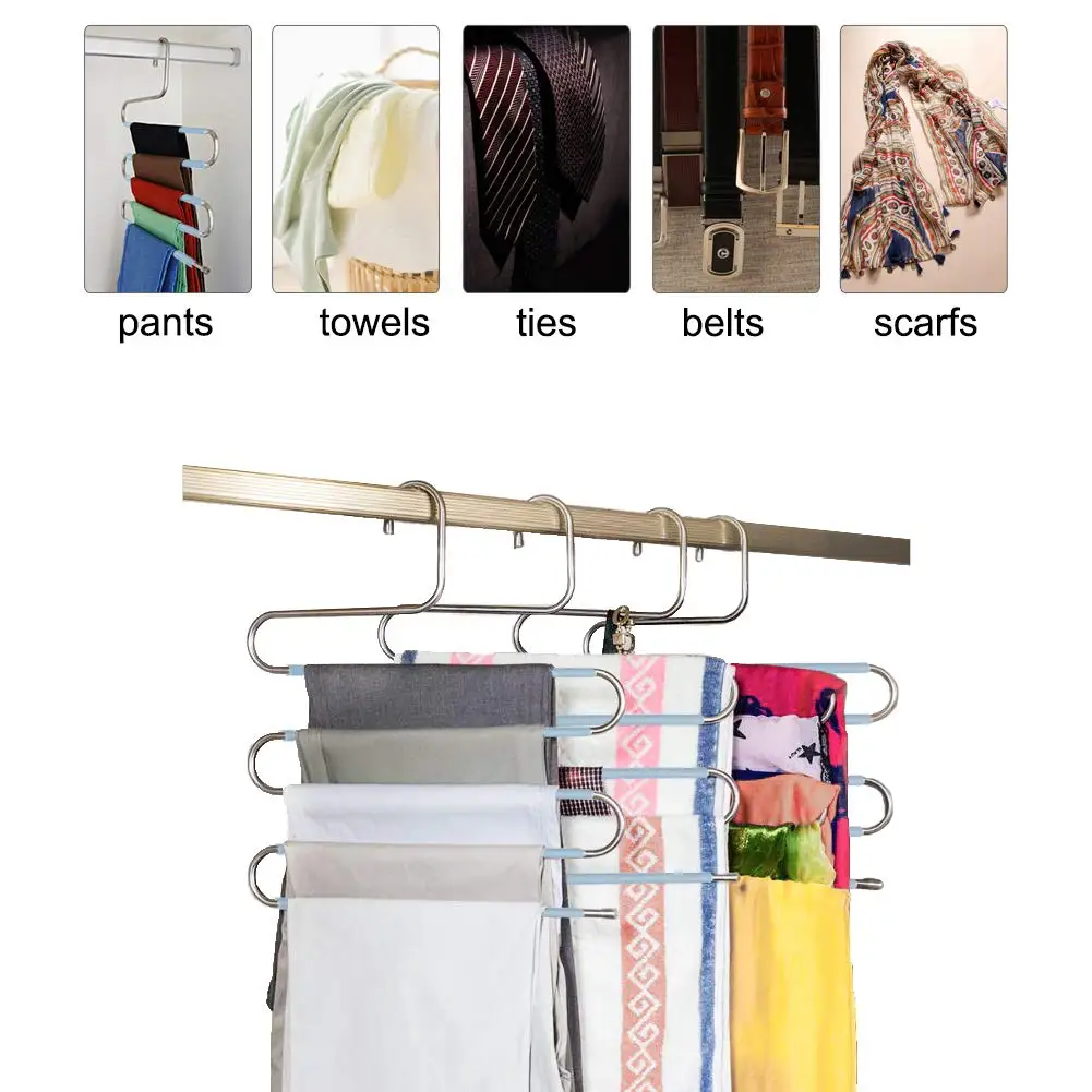 multifunction 5 layer S shape trousers pants hanger saving cloth hanger