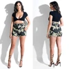 HJ5008 cargo camouflage military middle waist straight shorts women