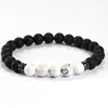 New Arrival 8mm Matte Black Agate Beads White Howlite Stone Beads Bracelet For Men