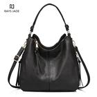 Custom design ladies genuine leather black hobo bag