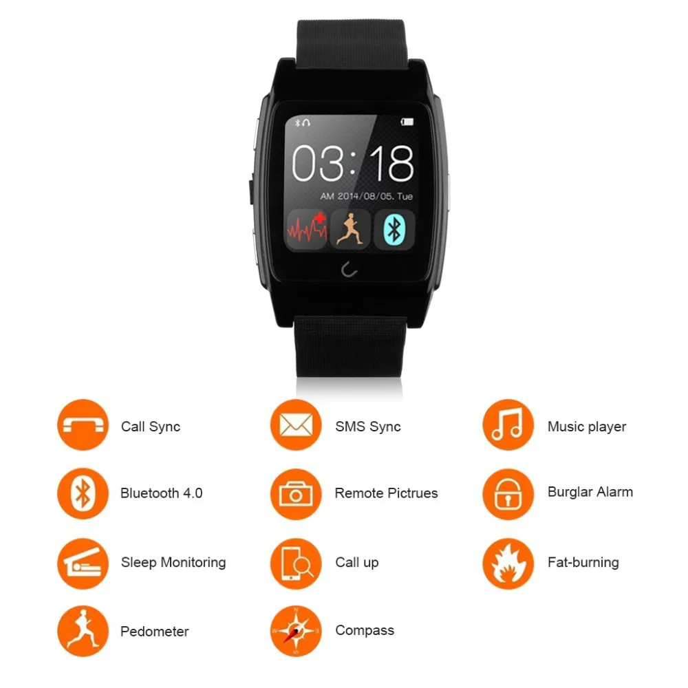 Bluetooth Smart Watch SmartWatch NFC/Anti-lost/Messages/Calls/Heart Rate/Remote Control/Pedometer for Android