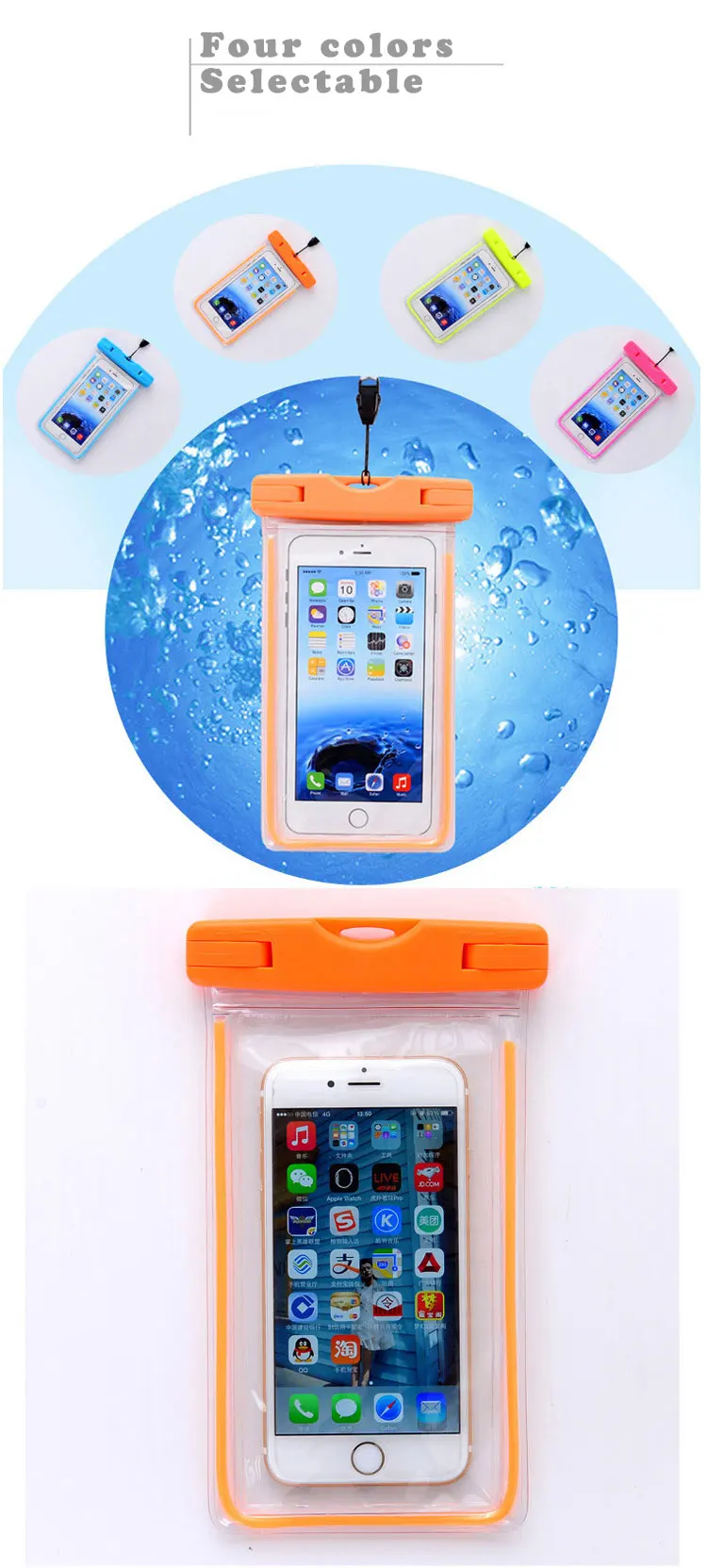 pvc mobile cell phone waterproof plastic polyester sports bag for phone (3)
