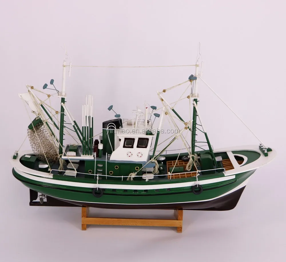 fishing boat model, 60x18x45cm, wooden fish ship hand craft