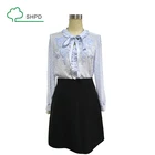 Preppy style full length Silk chiffon fabrics shirt dress