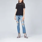 New Design Fashion Cute Lace Short Sleeve Round Neck Blouse For Women Lady shirt Top