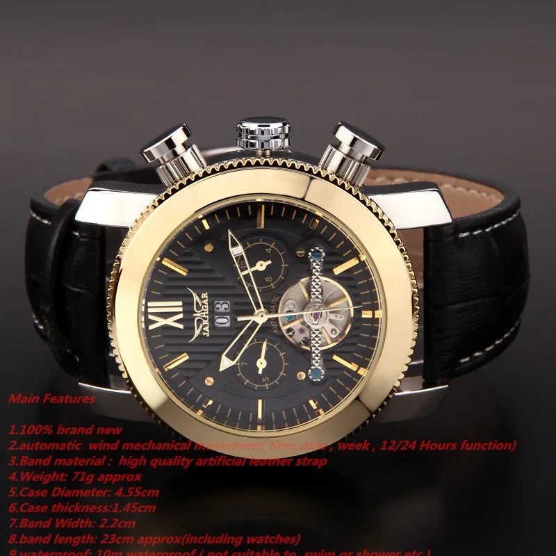 New Fashion Cool JARAGAR Watches Men Luury Brand Sports Military Automatic Mechanical Tourbillion Wristwatches Leather Strap