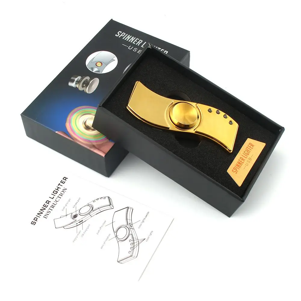 2018 newly hot sale fidget spinner type lighter with LED light 2 colors