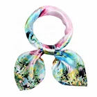Wholesale Factory Custom Unique Design Digital Print Square Satin Woman Silk Scarf for gift