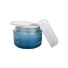 cosmetic packaging shadow blue double wall 50ml glass jar silk printing glass jar with gasket and screw cap