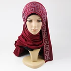 Latest Fashion Women Hijab Jersey Plain Glitter Muslim Long Scarf Fashion Hijab Rhinestones