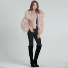 Top Quality Ladies Short Coat Design Warm Mongolian Real Pink Fur Coat