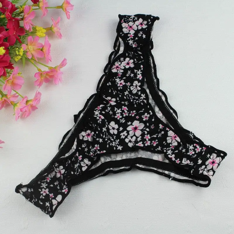 Stock New Women Floral Sey cotton Thong Underwear Girls G String Cotton Panties High Quality Intimates Seamless Briefs Summer St