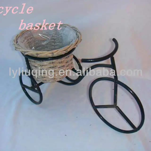 tricycle basket/wicker /willow flower basket with plastic liner