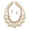 White Pearl Beads Cluster Choker Bib Pendant Necklace Perfect Party Valentine's Wedding Gift Big Necklace
