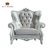 french royal home funiture curved wooden border crushed velvet sofa classic silver wood frame comfy single seats leather sofa
