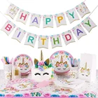 Unicorn Party Supplies Kit Serves 16 Unicorn Birthday Party Supplies Happy Birthday Banner Cake Topper Cake Cutter C
