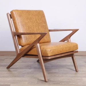 mid century modern wooden z shaped frame selig lounge chair