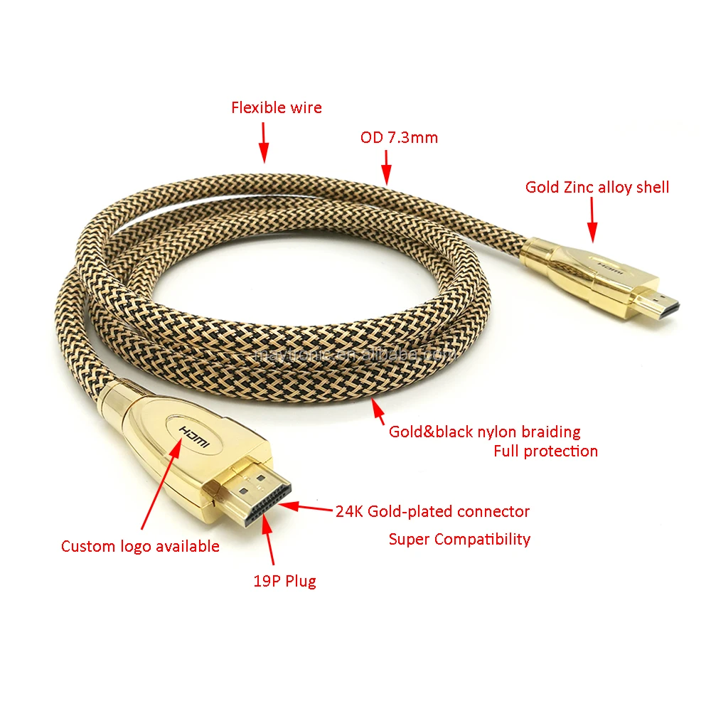 High definition gold-plated HDMI Cables 4k 2160P, 3D TV, HDTV, PS3/ PS4,HDCP2.2 - ANKUX.COM
