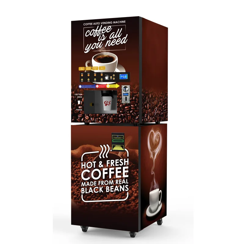آلة بيع القهوة الساخنة والثلج الصغيرة الأوتوماتيكية لشوربة الشاي والمشروبات الفورية مع مصنع متقبل عملة بطاقة الائتمان النقدية