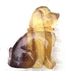 Natural Fluorite Crystal Carving Animal Statuette Quartz Crystal Hand Carved Dog