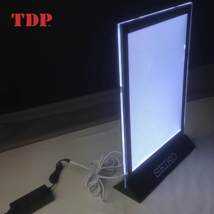 Custom Stand-up Led Backlit Advertising Display Slim A4 Poster Menu Holder Acrylic Light Box