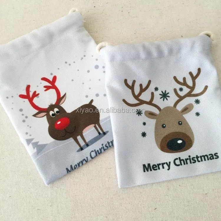 cotton packaging bags drawstring santa canvas bag