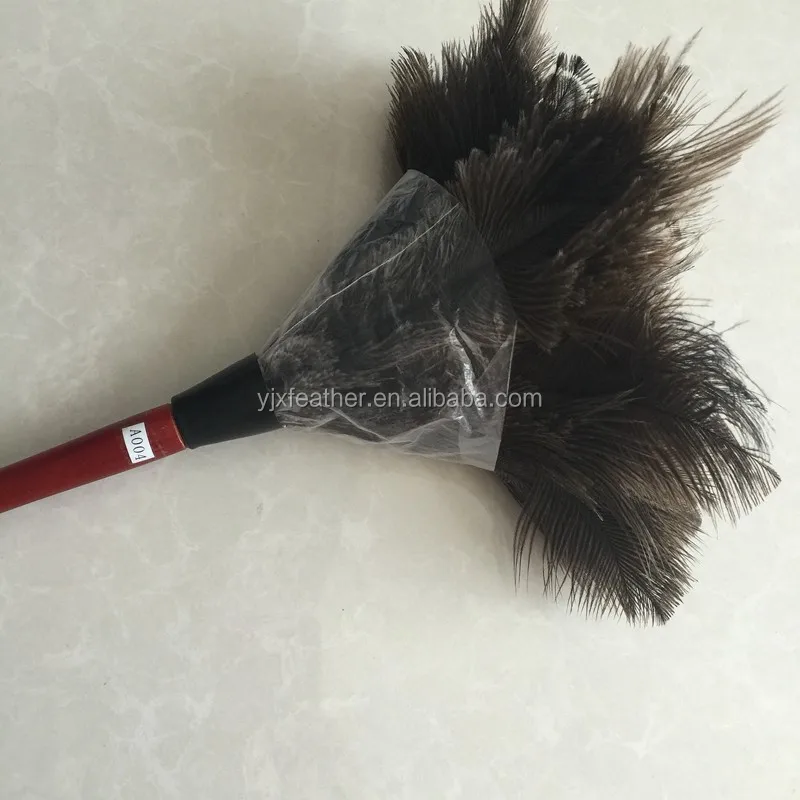 natural ostrich feather duster with wood handle anti-static