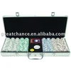 500 4 ACES 11.5g Poker Chips, Aluminum Case, 14 Dominoes!