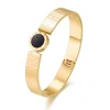 Fashion Girls' Rose Gold Steel Black Round Charm Watch Band Bangle
