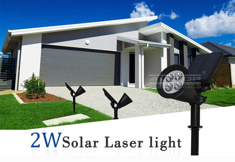 Energy saving waterproof abs rgb 2w solar led garden light