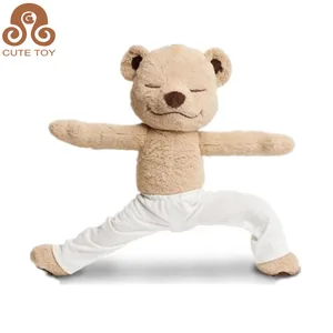 custom high quality pretty soft cute plush yoga teddy bear toys