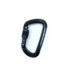 Black Aluminum Spring Loaded Gate D Shaped Keychain Carabiner Climbing Hook