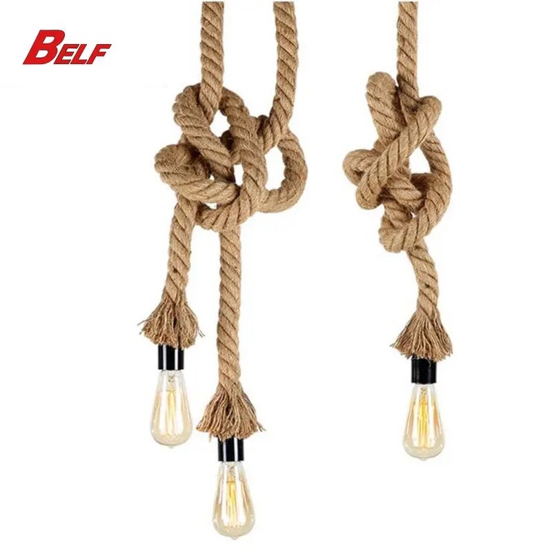 2018 retro style hemp rope double head 2m e27 lamp holder set