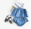 New arrival toddler romantic camisole top layered dress girls clothing 2 pcs newborn baby clothes sets