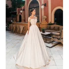 Korean Simple A Line Satin Bridal Gowns Wedding Dress
