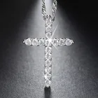 Necklace Cubic RINNTIN Fashion Cross Charms Necklace Hip Hop Jewelry Austrian Cubic Zircon Diamond Cross Necklace